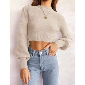 ZESICA Women’s Fall Mock Neck Cropped Sweater - Chic & Versatile Design