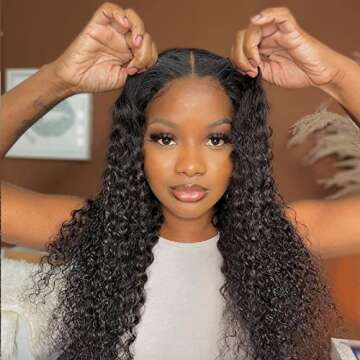 Dosacia Wear and Go Glueless Wigs Human Hair 4x4 Deep Wave Lace Front Wigs Wear and Go Wigs Deep Wav...