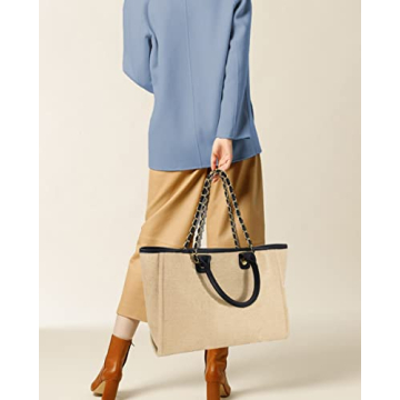 Handwoven Straw Beach Tote with Removable Chain Summer Essential