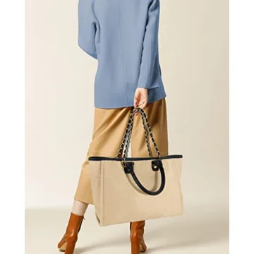 Handwoven Straw Beach Tote with Removable Chain Summer Essential