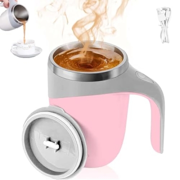 Flexyony Self Stirring Coffee Mug - Automatic Magnetic Mixing Cup (Pink)
