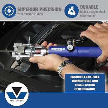 Mastercool 72475-PRC Universal Hydraulic Flaring Tool Set – Patented Design – 45° Double & Single Flares, Push Connect, GM Fuel Line, Brake Line – Includes Hydraulic Ram & Mini Tube Cutter