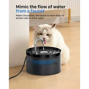 Cat Water Fountain for Cats Indoor: 67oz/2L GIOTOHUN Cat Fountains - Silent Pet Water Fountain for Drinking - Black Cat Drinking Fountain with Light - Faucet Pet Fountain with 6 Filters + 3 Sponges