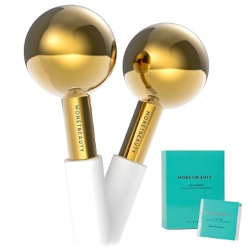 MonétBeauty Stainless Steel Ice Globes for Facials (Gold), Durable Cryo Globes Instantly Reduce Puffiness, Tighten Pores and Sinus Relief, Face Globes for Facial Massages and Daily Beauty Routines
