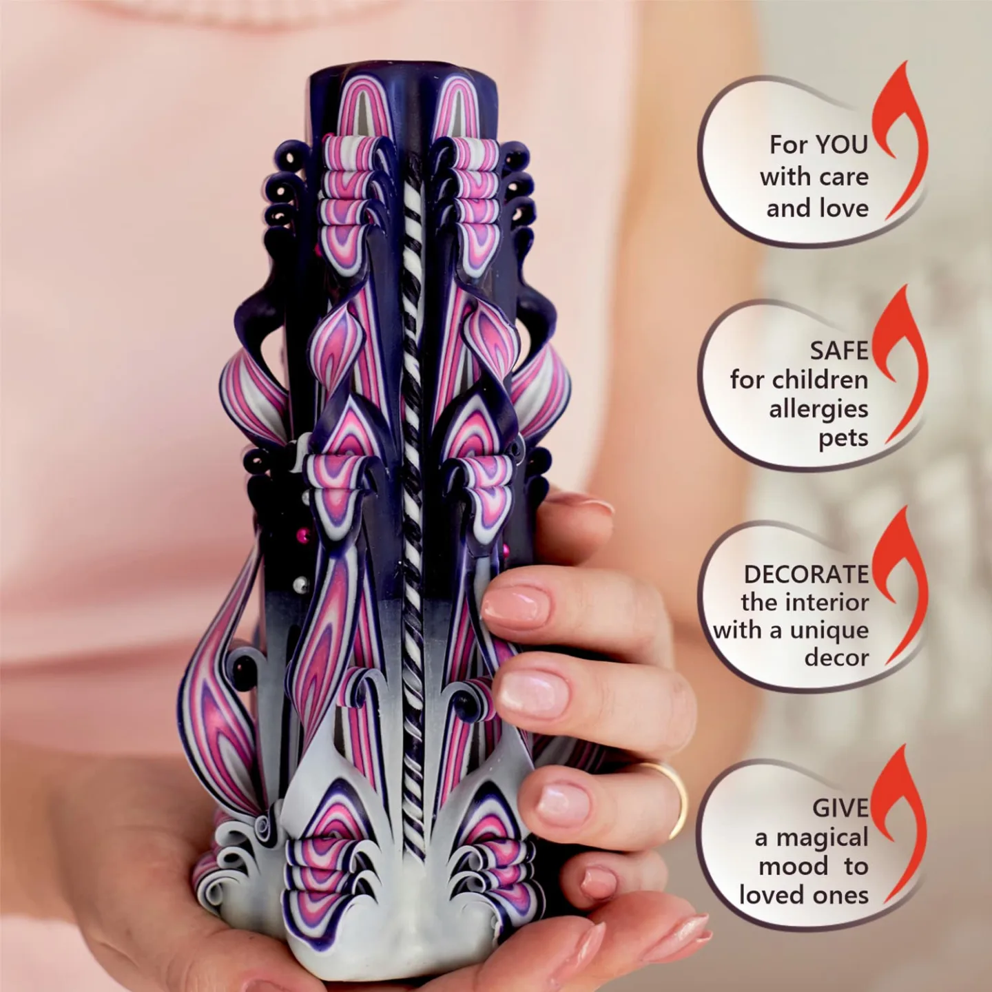Handmade Carved Candles - Long Burning Luxury Decor