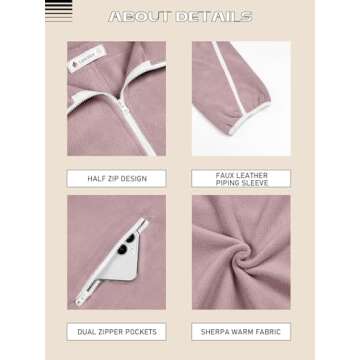 LASLULU Womens Half Zip Pullover Sherpa Fleece Jacket Cozy Oversized Quarter Zip Sweatshirt with Pockets 2025 Spring Fashion Warm Fuzzy Sweaters Preppy Clothes (Grey Purple, Medium)