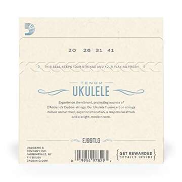 D'Addario Tenor Ukulele Strings, Fluorocarbon, Low-G