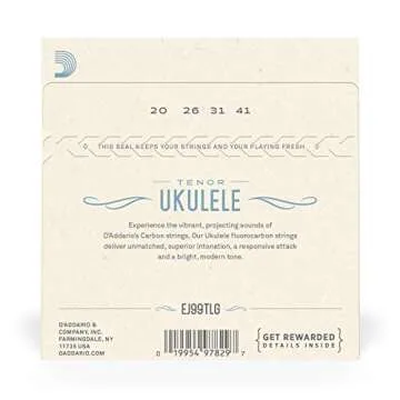 D'Addario Tenor Ukulele Strings, Fluorocarbon, Low-G