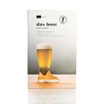 Domestic Corner - Das Boot - Quality Glass Beer Boot Mug for Oktoberfest Celebrations, St. Patrick's Day, Bachelor or Bachelorette Festivities, Holds Over 2 Beers