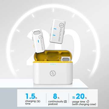 Hollyland Lark M1 Wireless Lavalier Microphone,Mini Lapel Mic Compatible with Smartphone/Camera/Laptop with Dual-Channel Recording, 656ft Transmission Range,20-Hour Battery Life - White