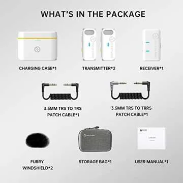 Hollyland Lark M1 Wireless Lavalier Microphone,Mini Lapel Mic Compatible with Smartphone/Camera/Laptop with Dual-Channel Recording, 656ft Transmission Range,20-Hour Battery Life - White