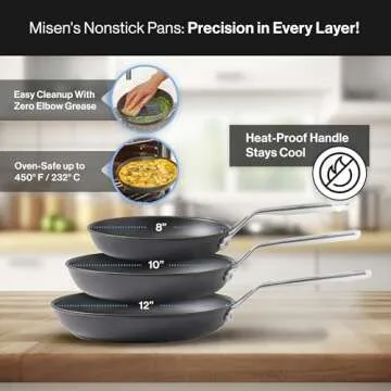 Misen Premium 12 Piece Nonstick Cookware Set - Upgrade Your Kitchen with Our Non Stick Cookware Set - Non Stick Pots and Pans Set - Long Lasting Non Stick Coating for Easy Cooking & Quick Clean Up