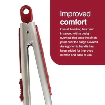 Zyliss Cook N Serve Silicone and Stainless Steel Tongs, 13-Inch, Red