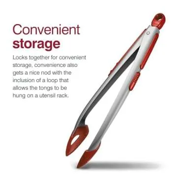 Zyliss Cook N Serve Silicone and Stainless Steel Tongs, 13-Inch, Red
