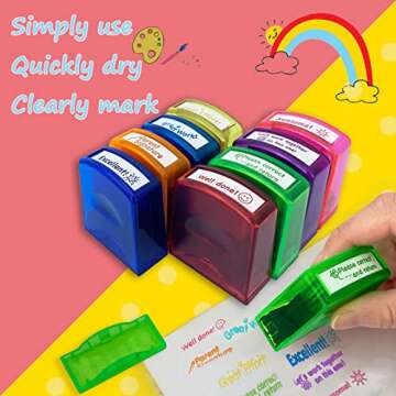 Bertiveny Colorful Teacher Stamps for Grading and Rewards