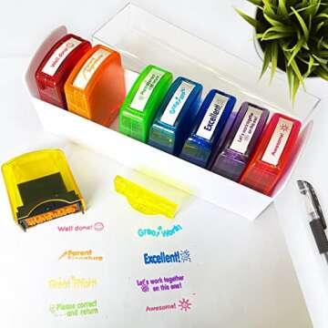 Bertiveny Colorful Teacher Stamps for Grading and Rewards
