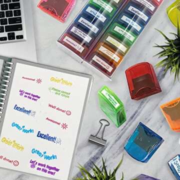 Bertiveny Colorful Teacher Stamps for Grading and Rewards