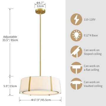 Shrine Lighting Drum Chandeliers - Adjustable Modern Pendant Light