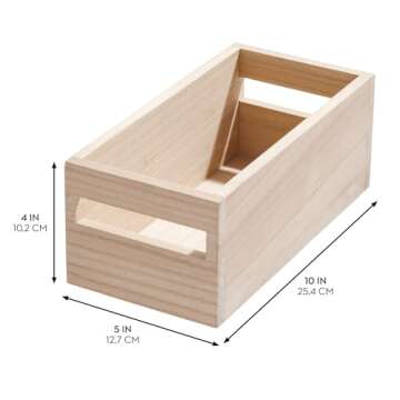 iDesign Paulownia Wood Pantry Storage Bin with Handles - Set of 2 - Natural