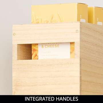 iDesign Paulownia Wood Pantry Storage Bin with Handles - Set of 2 - Natural