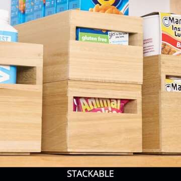 iDesign Paulownia Wood Pantry Storage Bin with Handles - Set of 2 - Natural