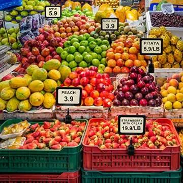 Acrylic Sign Holder with Clamp, 6 x 9 Inch Double Head Display Clips with PVC Card Protector, Rotating Sign Price Tag Clip On Sign Display for Hangrails or Tubes (Pack of 7) (Black)