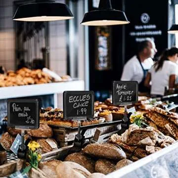 Acrylic Sign Holder with Clamp, 6 x 9 Inch Double Head Display Clips with PVC Card Protector, Rotating Sign Price Tag Clip On Sign Display for Hangrails or Tubes (Pack of 7) (Black)