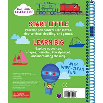 Wipe Clean Preschool Activity Book for Kids Ages 3 to 5: ABCs, Counting, Opposites, Shapes, Tracing,...