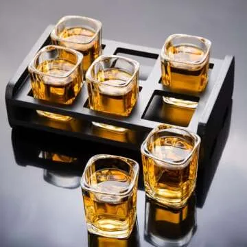 PARACITY 6-Pack Shot Glasses Set and Glasses Holder, Cool Shot Glasses 2 oz, Tequila Shot Glasses with Heavy Base, Gift for Men, Father's Day Gift