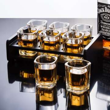 PARACITY 6-Pack Shot Glasses Set and Glasses Holder, Cool Shot Glasses 2 oz, Tequila Shot Glasses with Heavy Base, Gift for Men, Father's Day Gift