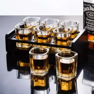 PARACITY 6-Pack Shot Glasses Set and Glasses Holder, Cool Shot Glasses 2 oz, Tequila Shot Glasses with Heavy Base, Gift for Men, Father's Day Gift