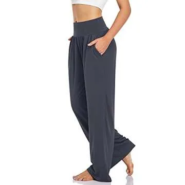 UEU Women's High Waist Cozy Yoga Pants Flowy Casual Loose Fit Sweatpants Comfy Lounge Wide Leg Athle...