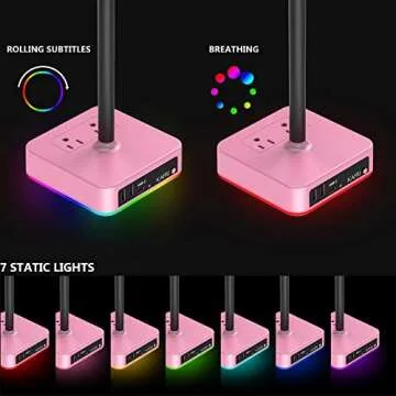KAFRI RGB Headphone Stand with USB Charger Desk Gaming Headset Holder Hanger Rack with 3 USB Chargin...