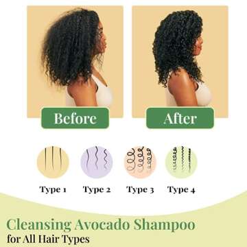NaturAll Cleansing Sulfate-Free Avocado Shampoo | All Natural, Silicone-Free, Paraben-Free, Cruelty-Free | For Dry, Curly, Coily, or Frizzy Hair | 8 oz
