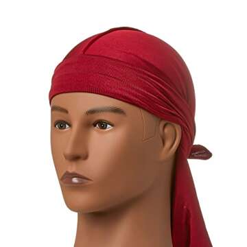 KISS RED Bow Wow Power Wave Supreme Compression Durag Stretchy Spandex, Burgundy, One Size