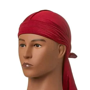 KISS RED Bow Wow Power Wave Supreme Compression Durag Stretchy Spandex, Burgundy, One Size