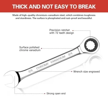 22-Piece SAE Metric Ratchet Wrench Set CR-V Steel Organizer