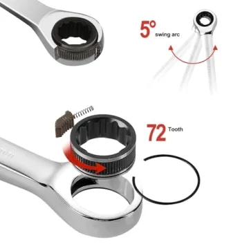 22-Piece SAE Metric Ratchet Wrench Set CR-V Steel Organizer