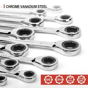 22-Piece SAE Metric Ratchet Wrench Set CR-V Steel Organizer