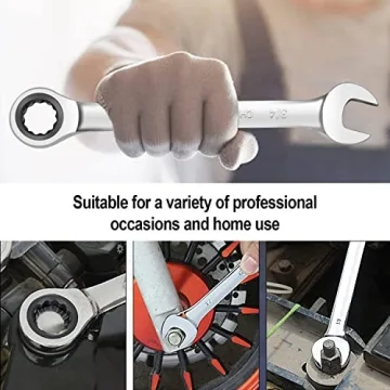 22-Piece SAE Metric Ratchet Wrench Set CR-V Steel Organizer