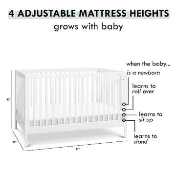 DaVinci Birdie 3-in-1 Convertible Crib, White, Easy Assemble, Greenguard Gold Certified