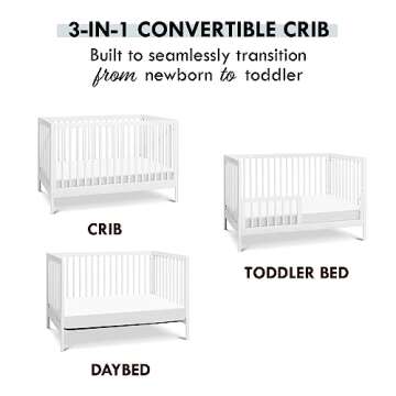 DaVinci Birdie 3-in-1 Convertible Crib, White, Easy Assemble, Greenguard Gold Certified