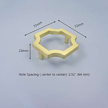 LBFEEL 2.5" Hole Centers Solid Brass Knob for Kitchen Cabinet Pull Modern Gold Drawer Pull Handle Dresser Knob Hardware (4, Large -2.5" Hole Centers)