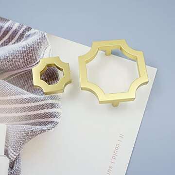 LBFEEL 2.5" Hole Centers Solid Brass Knob for Kitchen Cabinet Pull Modern Gold Drawer Pull Handle Dresser Knob Hardware (4, Large -2.5" Hole Centers)