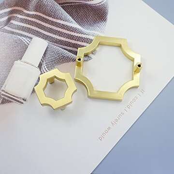 LBFEEL 2.5" Hole Centers Solid Brass Knob for Kitchen Cabinet Pull Modern Gold Drawer Pull Handle Dresser Knob Hardware (4, Large -2.5" Hole Centers)