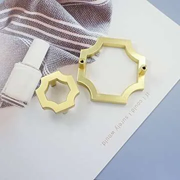 LBFEEL 2.5" Hole Centers Solid Brass Knob for Kitchen Cabinet Pull Modern Gold Drawer Pull Handle Dresser Knob Hardware (4, Large -2.5" Hole Centers)