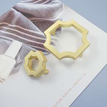 LBFEEL 2.5" Hole Centers Solid Brass Knob for Kitchen Cabinet Pull Modern Gold Drawer Pull Handle Dresser Knob Hardware (4, Large -2.5" Hole Centers)