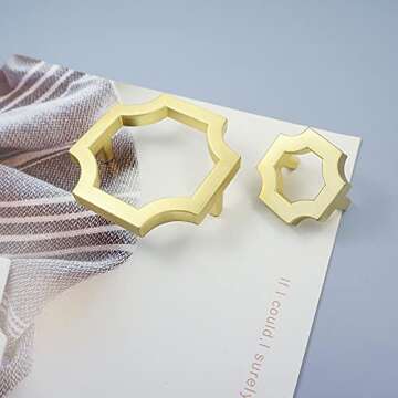 LBFEEL 2.5" Hole Centers Solid Brass Knob for Kitchen Cabinet Pull Modern Gold Drawer Pull Handle Dresser Knob Hardware (4, Large -2.5" Hole Centers)