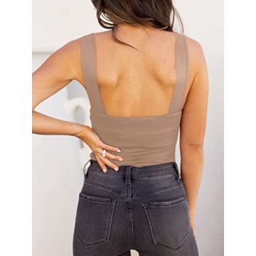 REORIA Women's Stylish Square Neck Bodysuit for All Occasions