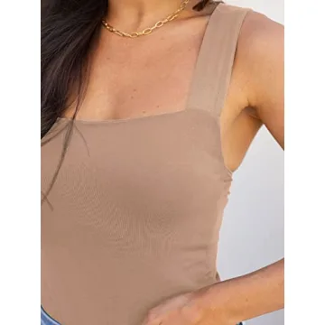 REORIA Women's Stylish Square Neck Bodysuit for All Occasions